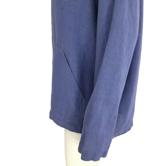FLAX Lithuanian Linen Hoodie Jacket Wmn M Periwinkle Full Zip Lagenlook BOHO NWT - Picture 7 of 16